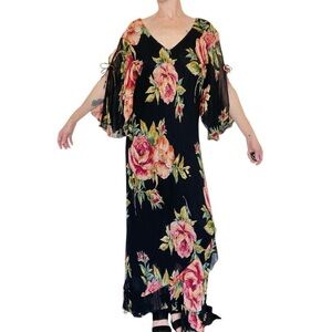 Vintage Y2K American Angel II Black Floral Sequin Fairy Maxi Dress